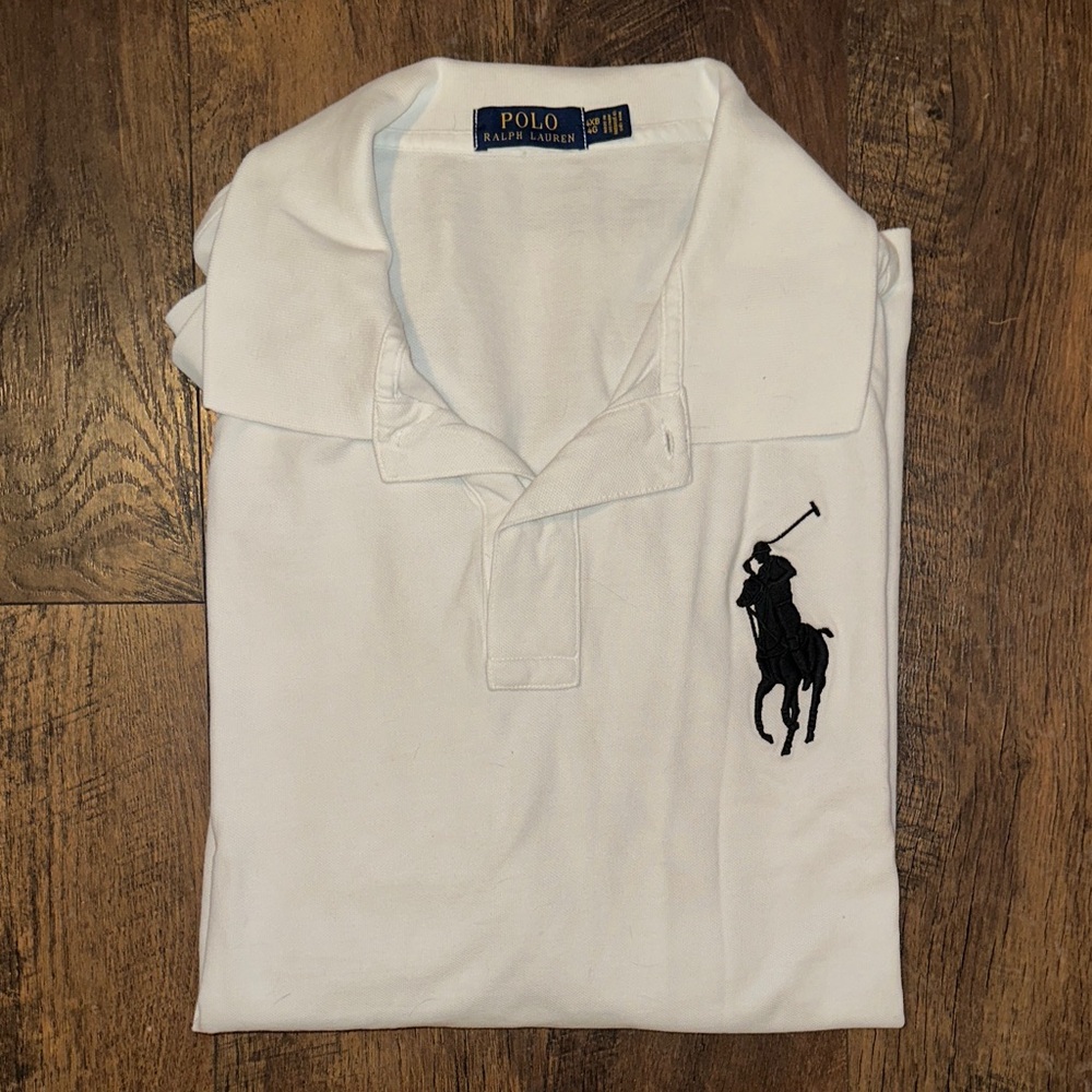 Polo by Ralph Lauren Men's White Polo with Black Logo